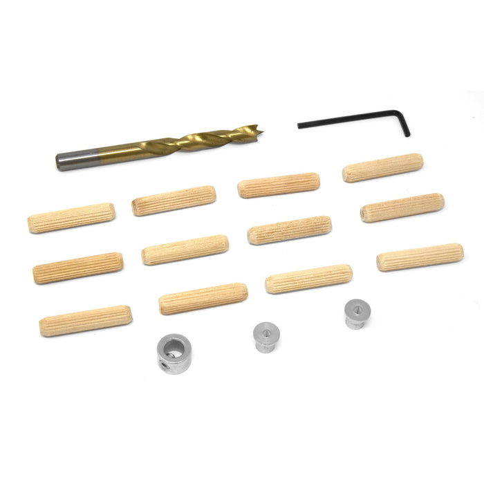 WEN JN516D 5/16 in. Wooden Doweling Kit with Drill Bit, Stop Collar and Fluted Birch Wood Dowels